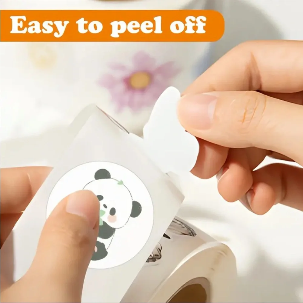 Roll of 500 Round Cute Animal Stickers Bunny Sheep Kitty Bee Fox Panda Mouse